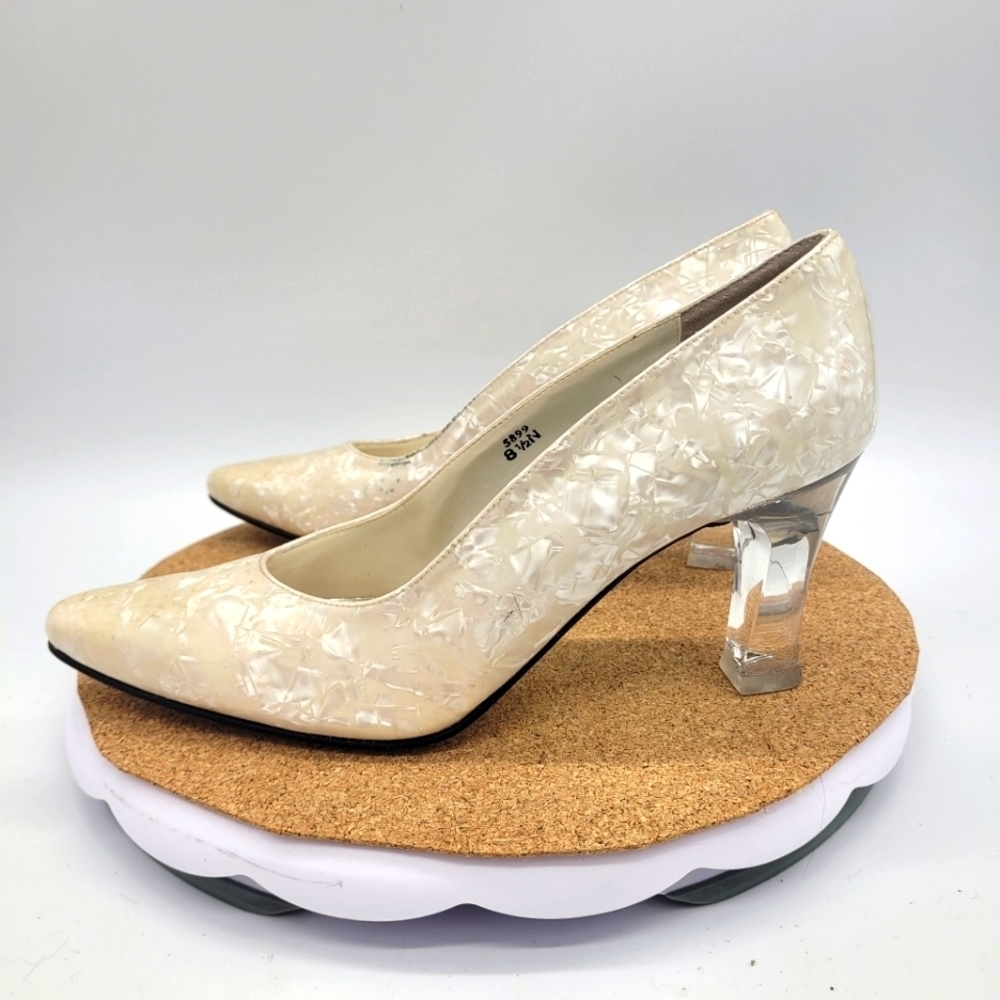 J. Renee Pearlized Lucite Heels Women 8.5 Narrow, Vtg Shoes